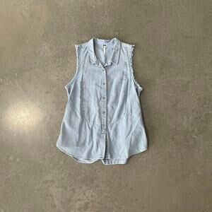 Free People WOMENS JEAN TOP SLEEVELESS CUT OFF BOHO medium